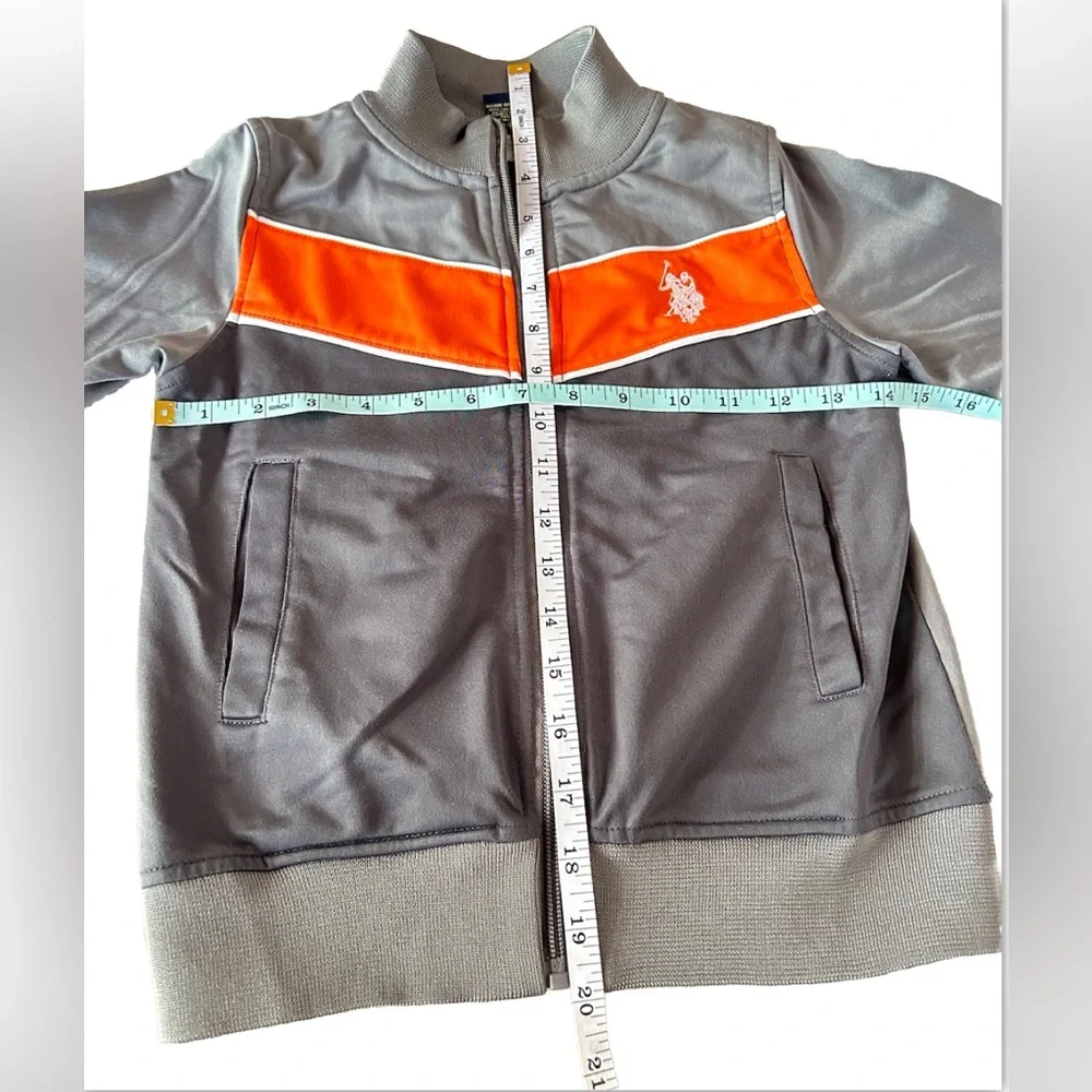 Vintage US Polo Assn Kids Track Jacket Gray Orange Y2K Spellout Size 4 Unisex